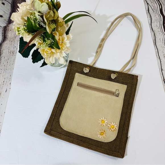 Nature Care Handbags - Nature Care Suede and Burlap Bag From Spain